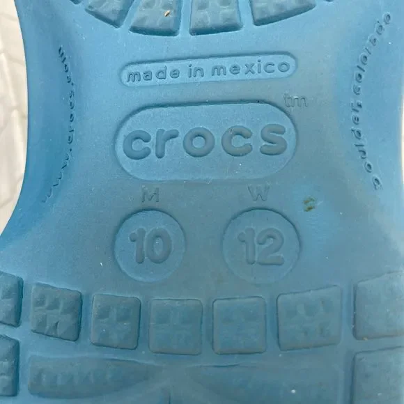 Crocs Classic Clogs Mens 10 Blue Waterproof Slip On Sandals Shoes Womens 12 - Picture 10 of 10